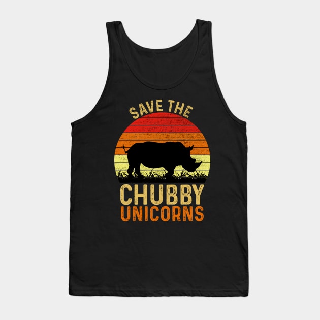 Save The Chubby Unicorns Vintage Funny Rhino Tank Top by DragonTees